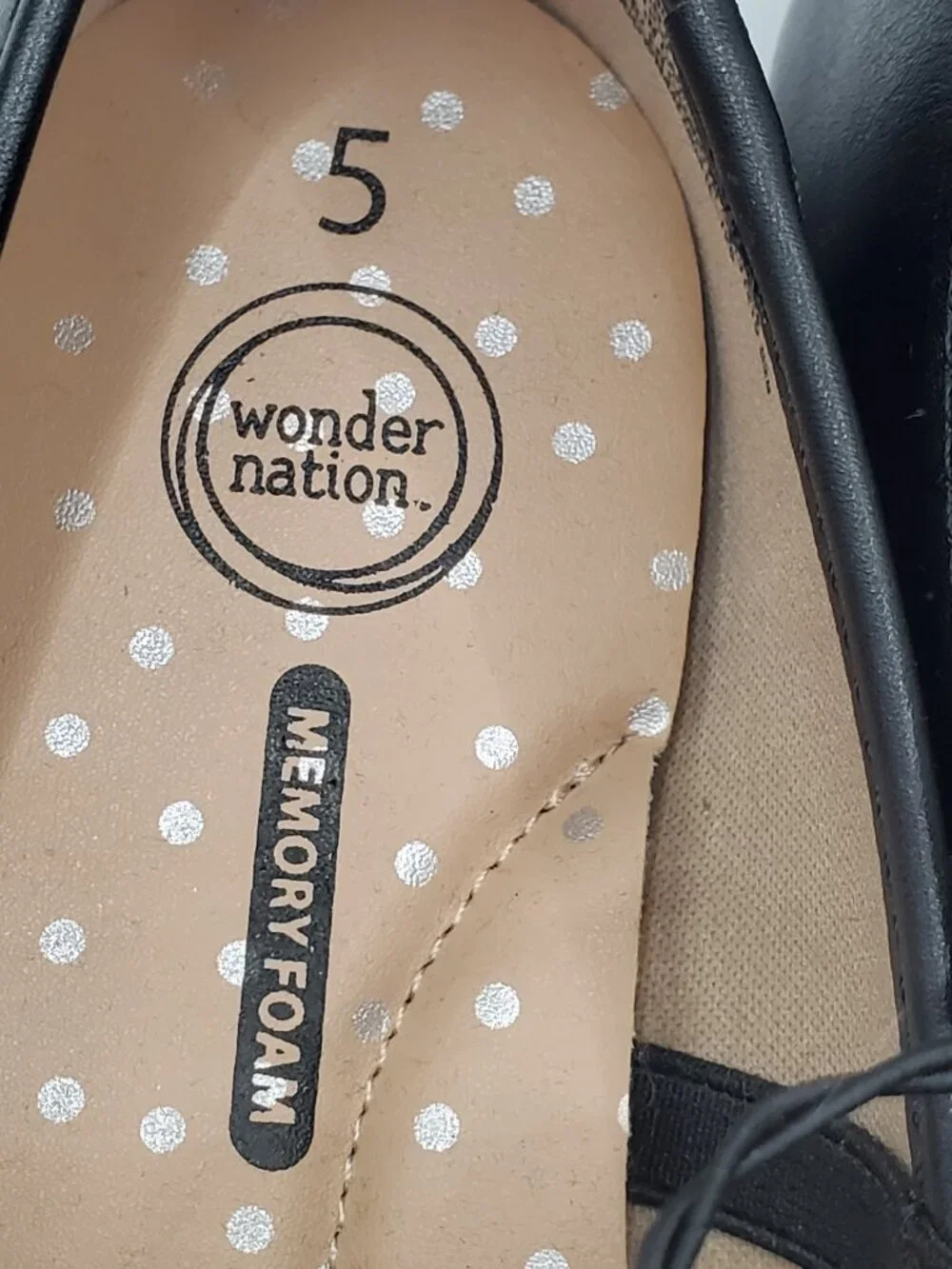 Wonder Nation Girls Black Size 5 Ballet Flats Mary Jane Dress Shoes